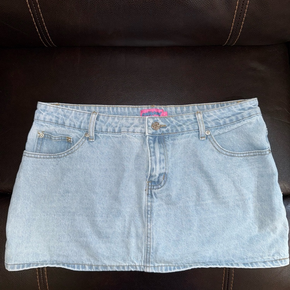 Edikted Light Blue Denim Skirt